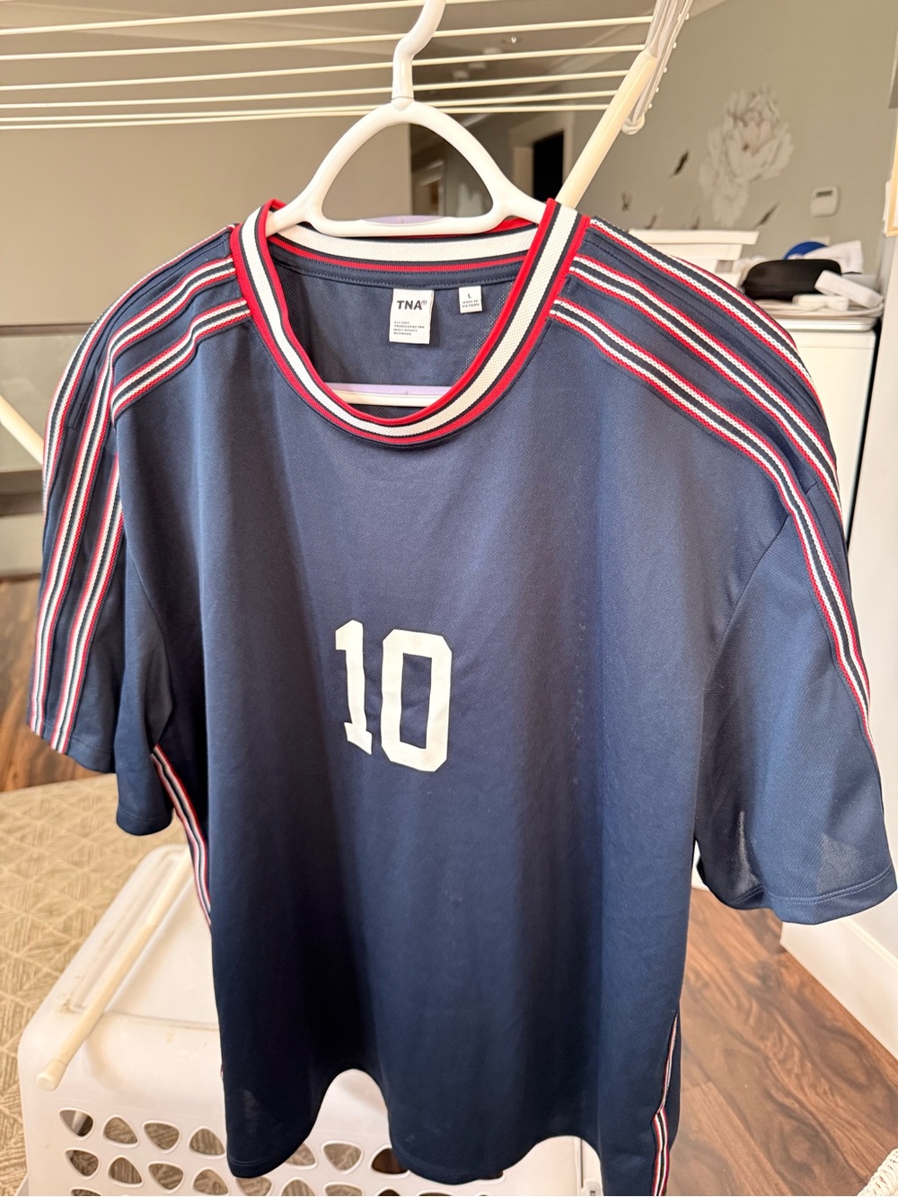 TNA Navy Athletic Jersey with Red & White Trim and Number 10